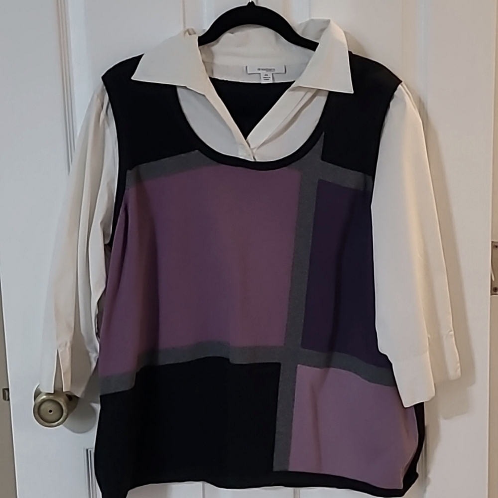 Dressbarn sweater with attached blouse size 2X